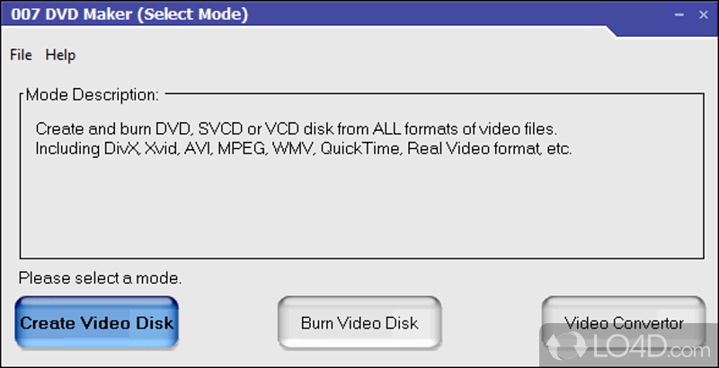 Create DVDs, VCDs and SVCDs using various types of video files without specialized knowledge, - Screenshot of 007 DVD Maker