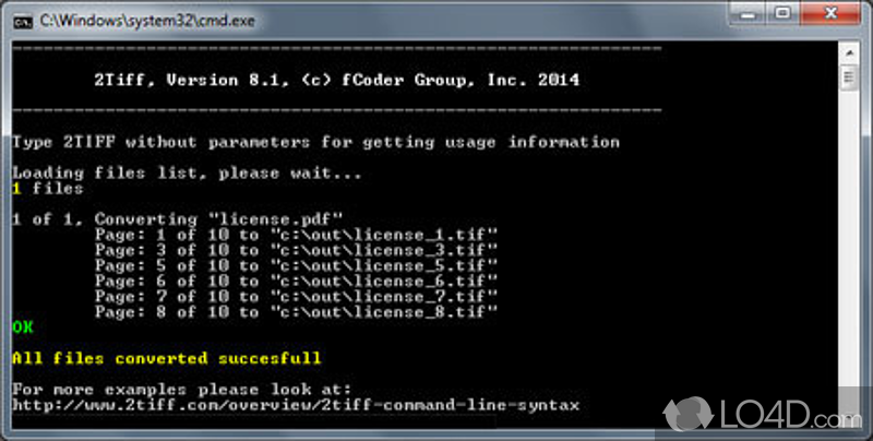 Command line app which allows you to convert images in various formats to TIFF - Screenshot of 2TIFF