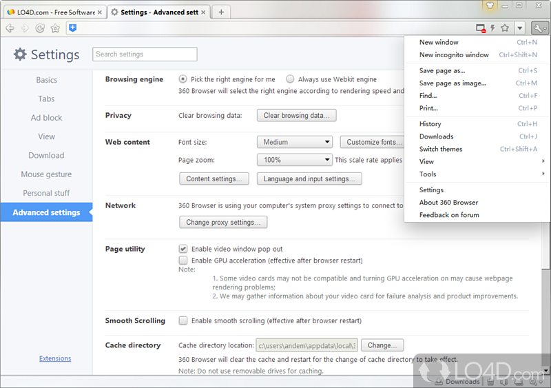 360 Browser: Webkit engine - Screenshot of 360 Browser