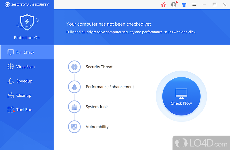 Feature-packed software solution that provides users with a powerful antivirus, a junk cleaner - Screenshot of 360 Total Security