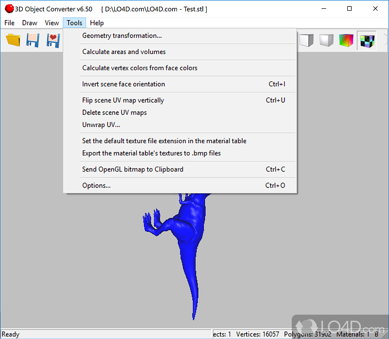 3D Object Converter: User interface - Screenshot of 3D Object Converter