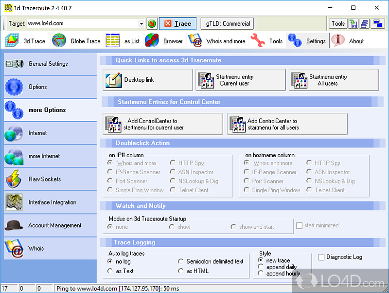 3D Traceroute screenshot