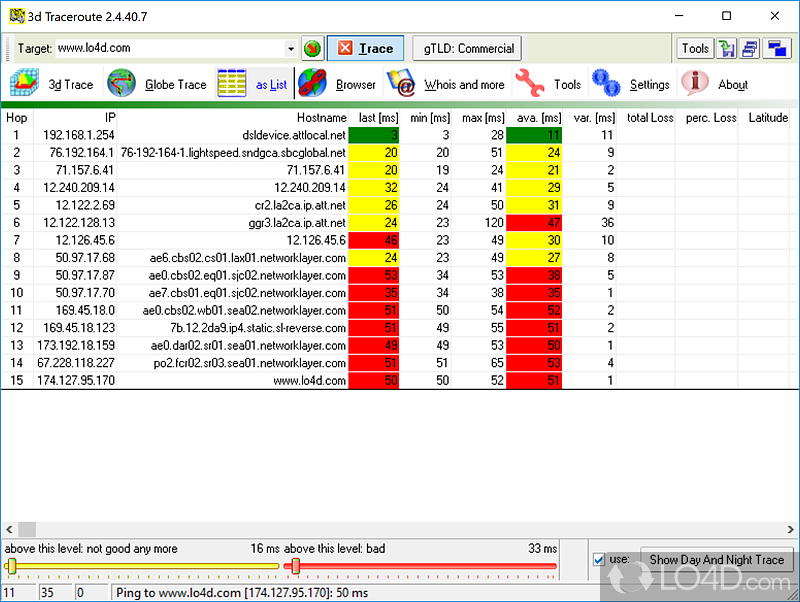 3D Traceroute screenshot