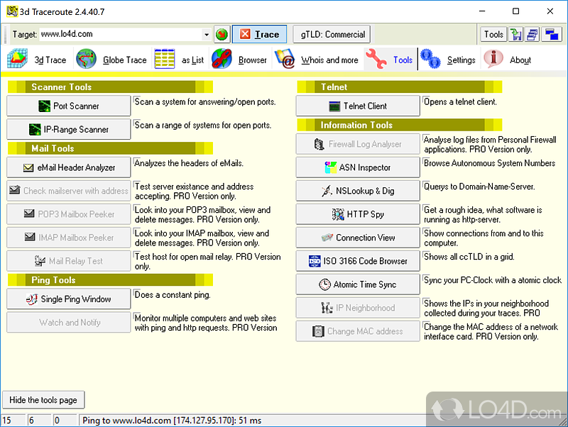 3D Traceroute screenshot