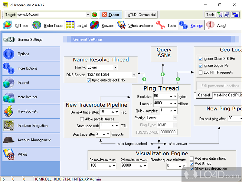 3D Traceroute screenshot