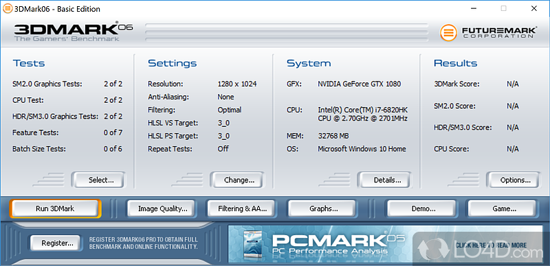 Powerful benchmarking utility that stresses out video card - Screenshot of 3DMark06