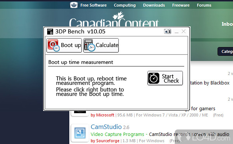 -to-handle and program worth having when you need to measure the boot and reboot time - Screenshot of 3DP Bench