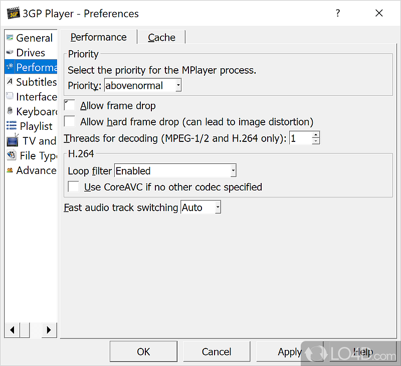 3GP Player: User interface - Screenshot of 3GP Player