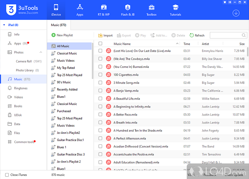 Manage music collection without the need for using iTunes - Screenshot of 3uTools