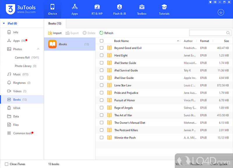 iOS device manager that can manage the e-Books installed - Screenshot of 3uTools