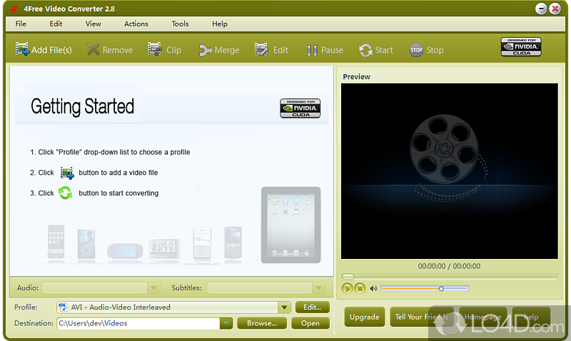 Video converter, convert video/audio files - Screenshot of 4Free Video Converter