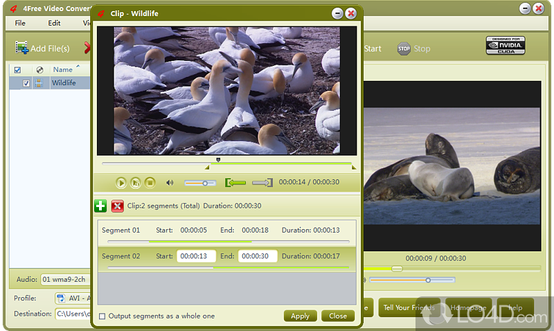 4Free Video Converter: User interface - Screenshot of 4Free Video Converter