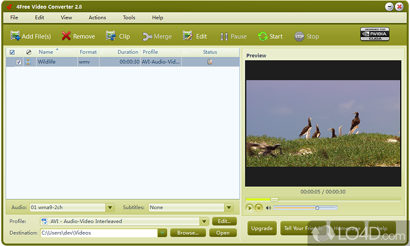 Can convert and edit video files - Screenshot of 4Free Video Converter