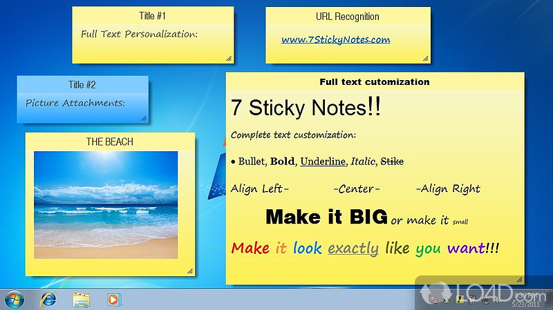 7 Sticky Notes: Add an alarm - Screenshot of 7 Sticky Notes