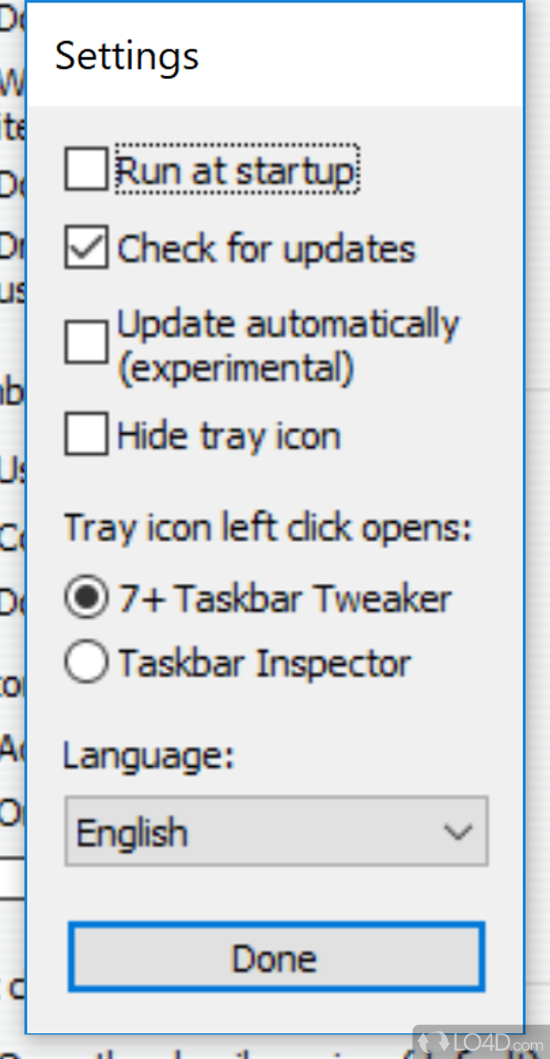Configure Windows 7 superbar - Screenshot of 7+ Taskbar Tweaker