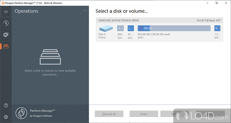 Paragon Partition Manager Free: User interface - Screenshot of Paragon Partition Manager Free