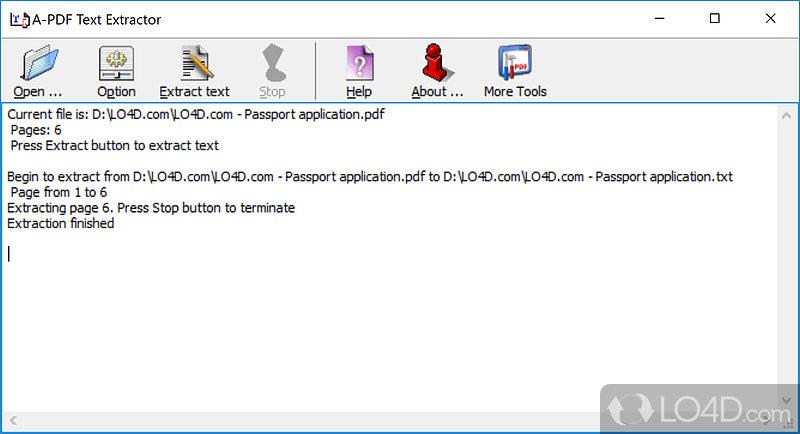 Extract text from PDF file - Screenshot of A-PDF Text Extractor
