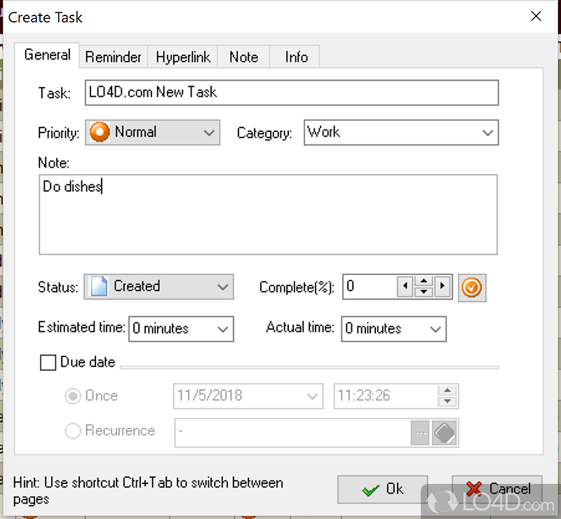To-do list software to plan working tasks - Screenshot of VIP Organizer