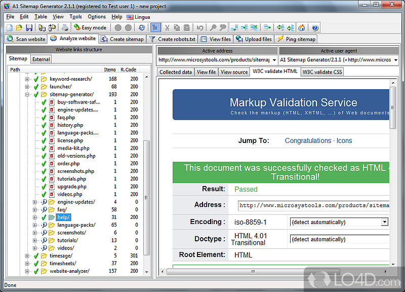 An easy to use sitemap generator with advanced options - Screenshot of A1 Sitemap Generator