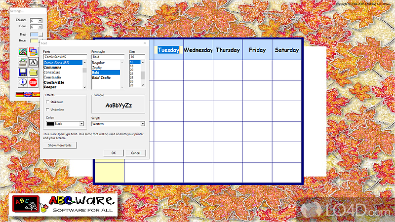ABC Timetable: User interface - Screenshot of ABC Timetable