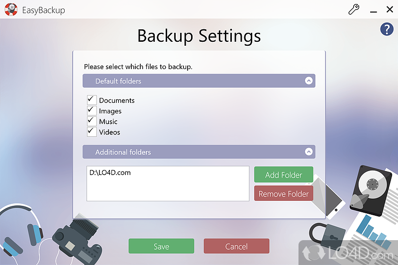 Seamlessly configure backup options - Screenshot of EasyBackup