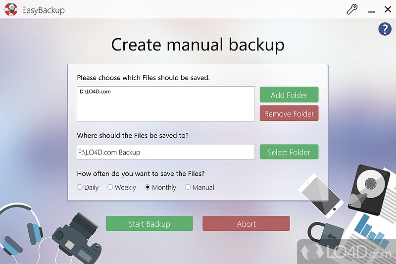 EasyBackup: User interface - Screenshot of EasyBackup