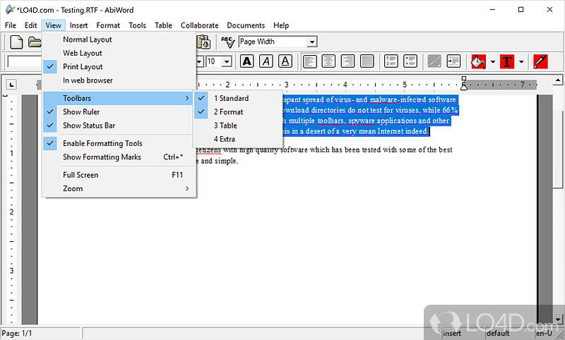 Free and simple word processing program - Screenshot of AbiWord