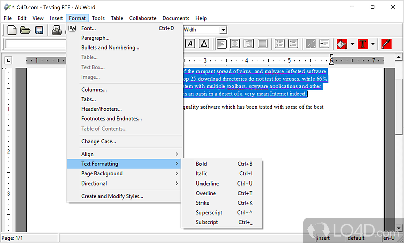 A very light word processor - Screenshot of AbiWord