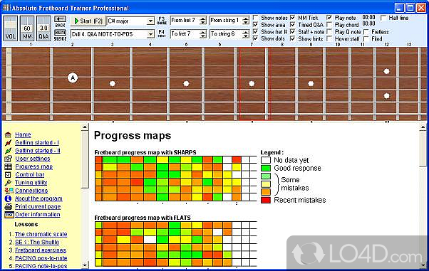 Course to mastering fretboard of guitar, bass - Screenshot of Absolute Fretboard Trainer