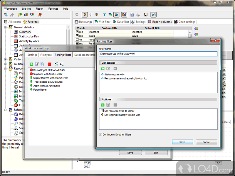 Absolute Log Analyzer - popular log analysis tool for professional webmasters managing multiple sites - Screenshot of Log2Stats