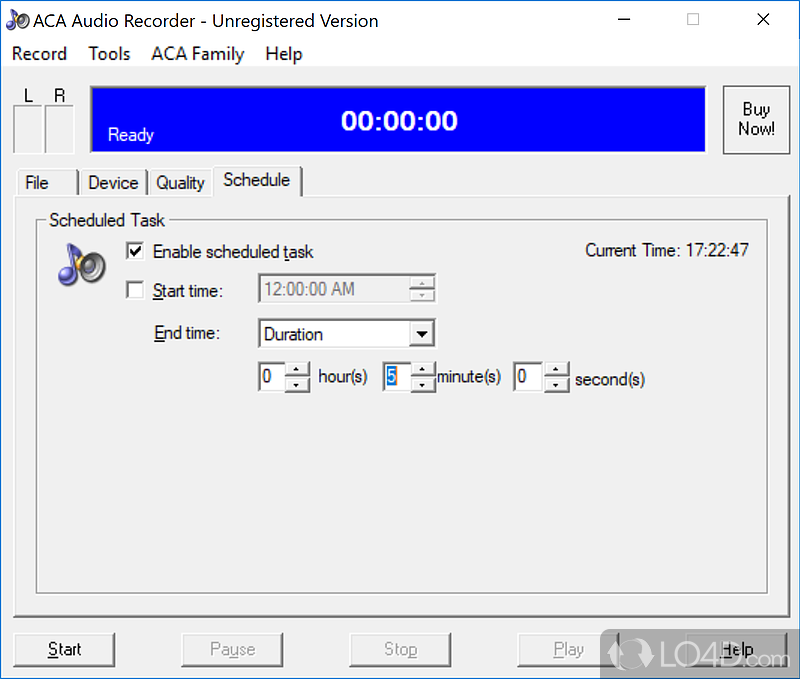 Records audio streaming from any source into WAV, AVI - Screenshot of ACA Audio Recorder