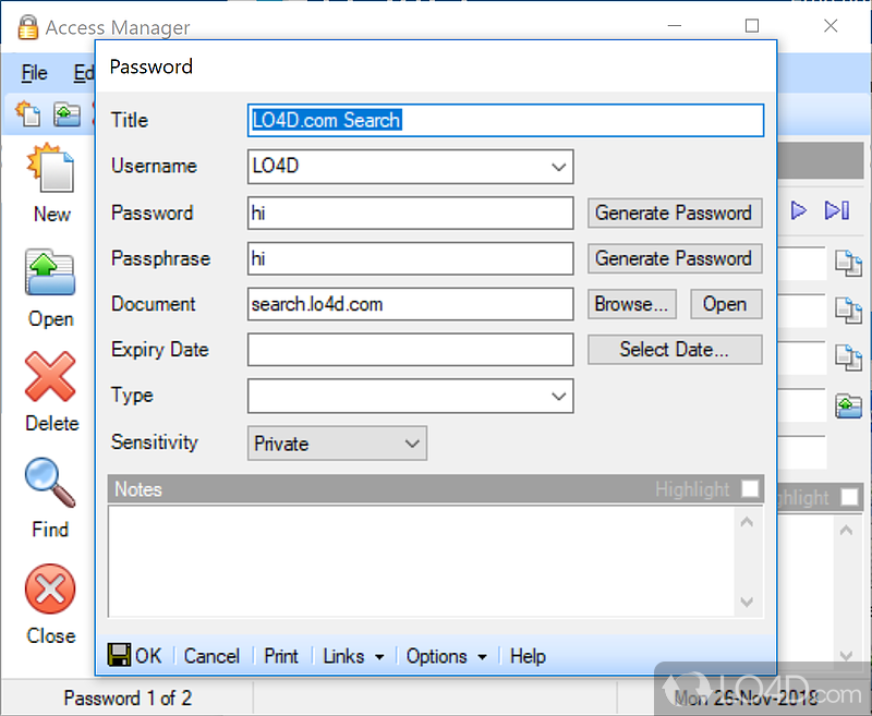 Intuitive interface - Screenshot of Access Manager