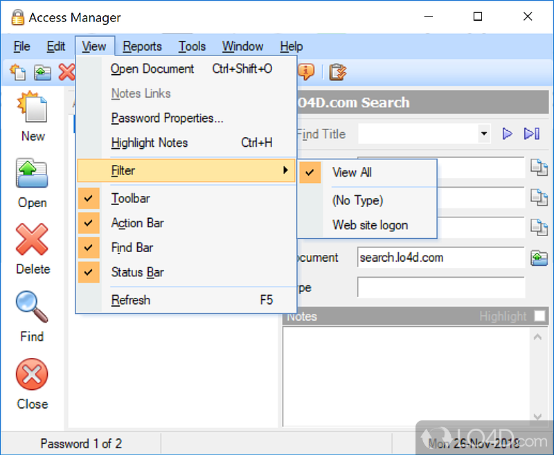 Fast, easy and secure password management - Screenshot of Access Manager