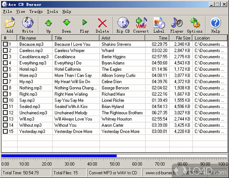 Convert MP3 to CD, Convert WAV to CD, Audio CD Burner - Screenshot of Ace CD Burner