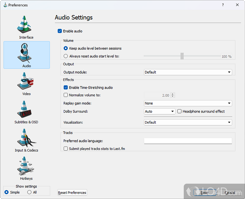 Audio output options - Screenshot of ACE Stream Media