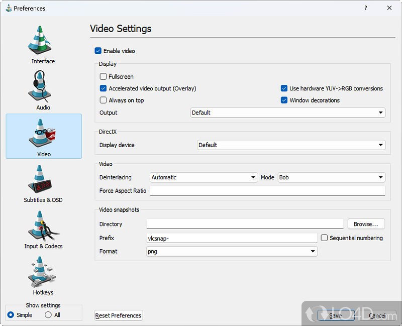 Video settings with the ability for hardware acceleration - Screenshot of ACE Stream Media