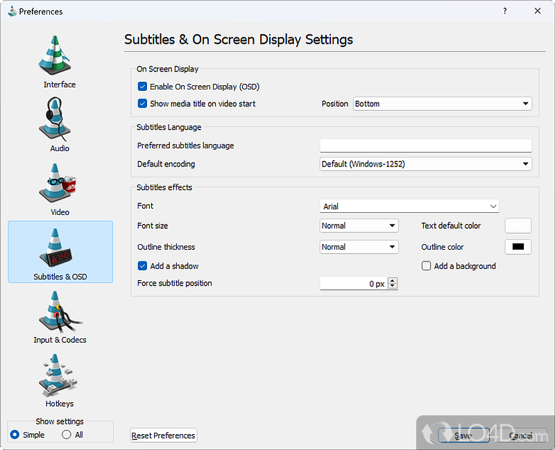 Subtitle and OCD settings - Screenshot of ACE Stream Media