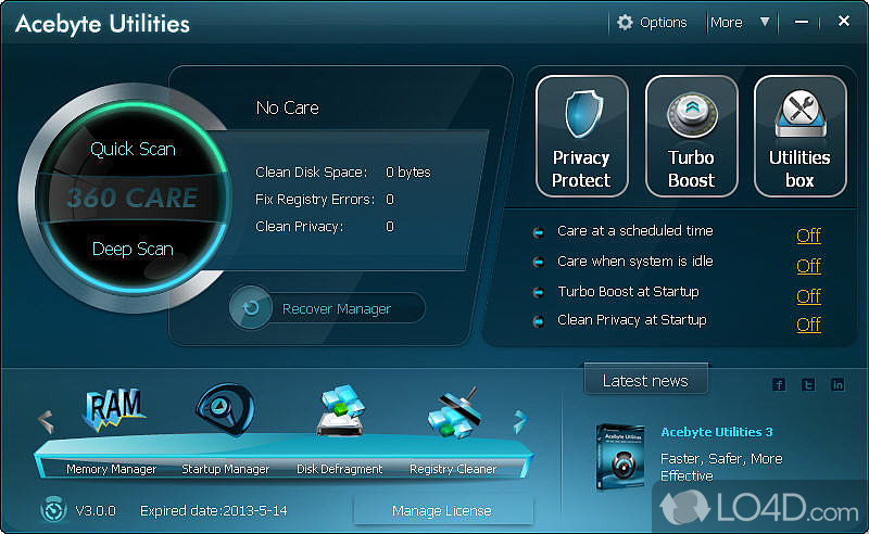 Visually appealing and intuitive interface - Screenshot of Acebyte Utilities