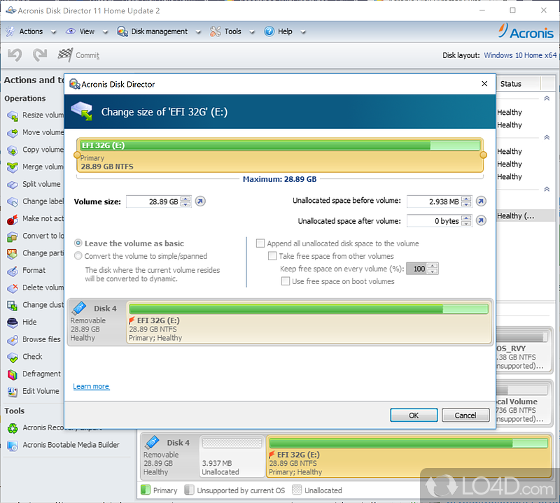 A complex, yet easy to handle volume management application - Screenshot of Acronis Disk Director Suite