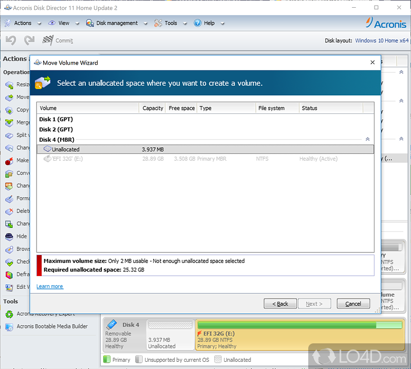 Perform partition-related operations, recover data and create bootable drives - Screenshot of Acronis Disk Director Suite