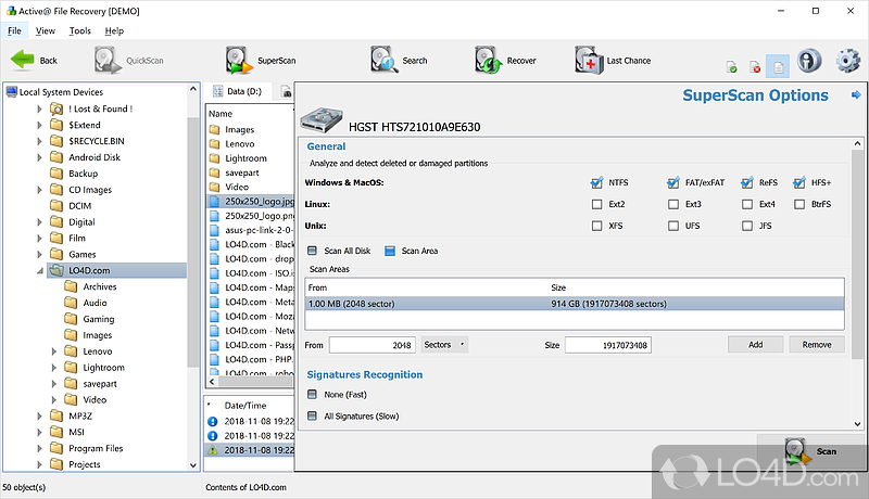 User-friendly tool protecting you from data loss - Screenshot of Active File Recovery