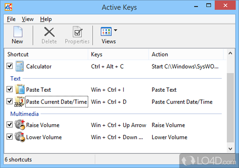 Software solution that makes it easy for you to quickly launch programs, open websites - Screenshot of Active Keys