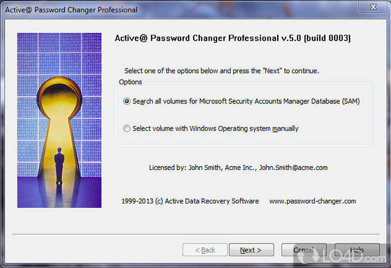 Reset lost or forgotten administrator passwords - Screenshot of Active Password Changer