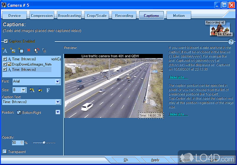 Upload data and convert videos to other formats - Screenshot of Active Webcam