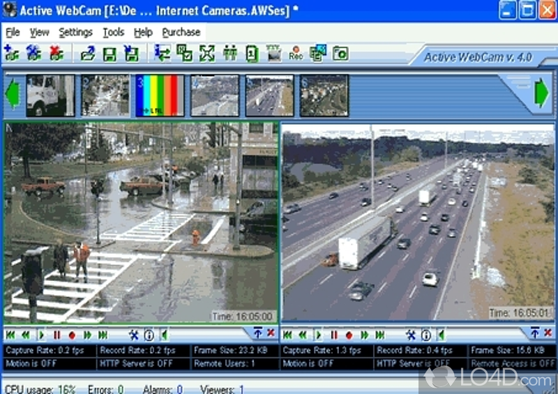 Advanced software app that helps you stream data to web servers - Screenshot of Active Webcam