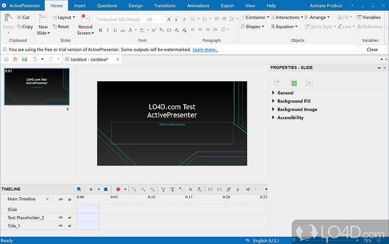 Free screencasting and eLearning software - Screenshot of ActivePresenter Free