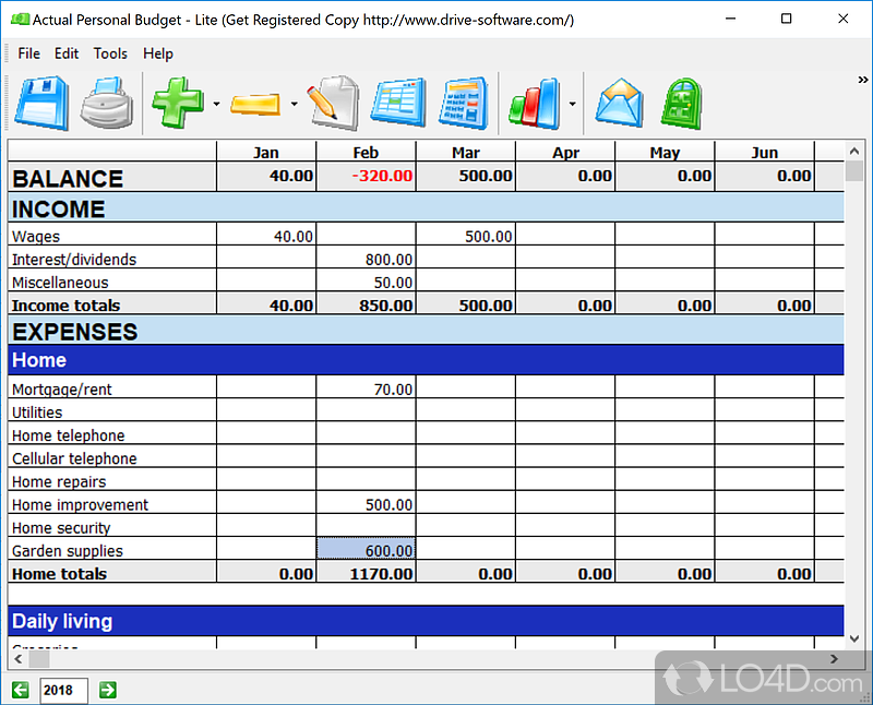 Gives you all the tools to manage budget - Screenshot of Actual Personal Budget Lite