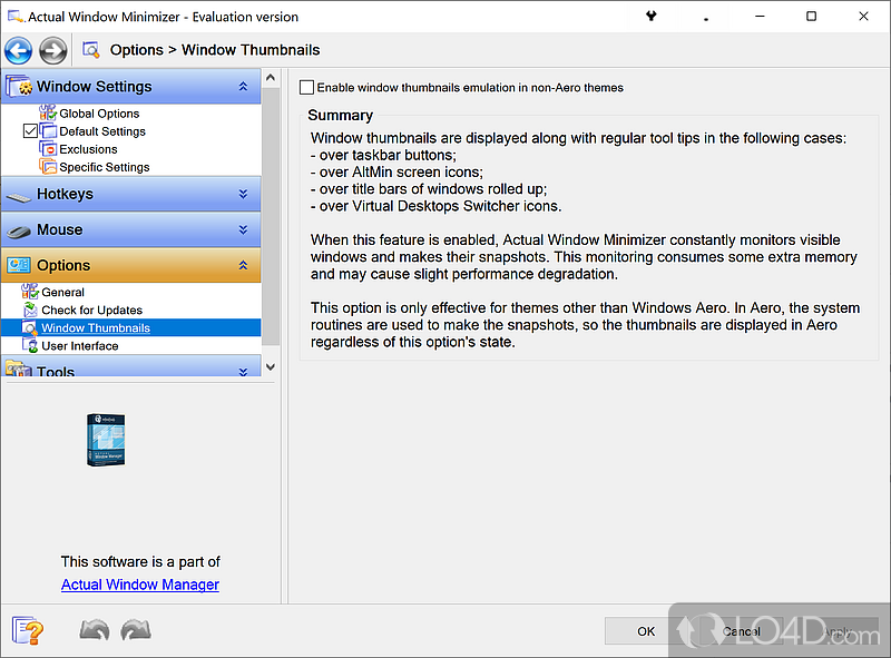 Minimize any window to tray in a single click - Screenshot of Actual Window Minimizer