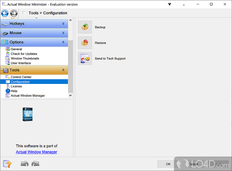 Actual Window Minimizer: User interface - Screenshot of Actual Window Minimizer
