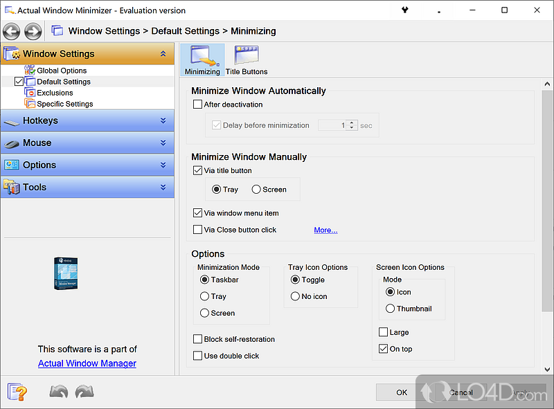 User-friendly interface - Screenshot of Actual Window Minimizer